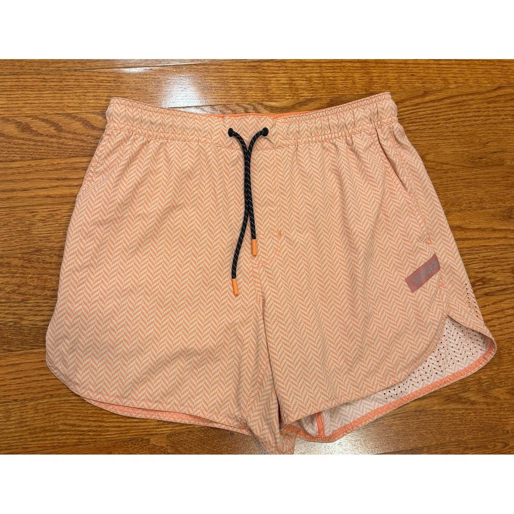Legends Luka Shorts Mens Medium 5" Orange Geometric Lined Athletic Gym Workout